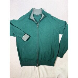 Fusaro Antonio Wool Cashmere Full Zip Sweater Green Men's Large Mock Neck